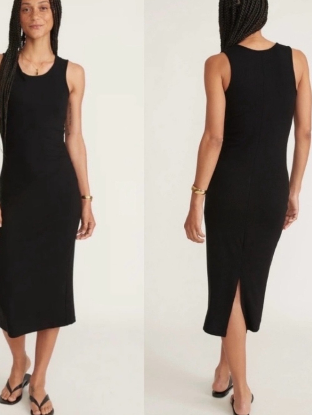 Marine layer Lexi daytime black ribbed stretchy midi dress sz s